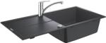 GROHE Pachet chiuveta bucatarie Grohe Via, quartz, pe blat, 1000 x 500 mm, baterie Grohe, negru/crom, 31884AP0 (31884AP0)