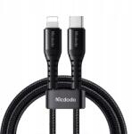Mcdodo Adat- és töltőkábel, Mcdodo, Fast Charge 36W USB-C - Lightning, gyorstöltés, iPhone 5 / 6 / 7 / 8 / X / XS / XR / SE / 11 / 12 / 13 / 14 / Plus / Pro / Max, 1M, Fekete