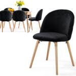 Miadomodo Scaun catifea neagră, stil nordic, picioare lemn fag, 80x50 (ESST05sw06ER)