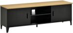 HomCom Mobilier TV Banc TV pentru televizoare de 55'' cu 2 Dulapuri Picioare Reglabile Cadru metalic negru Tablou din lemn natural 150 x 40 x 50 cm | Aosom Romania (839-114)