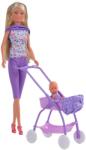 Simba Toys Papusa Simba Steffi Love Baby Walk 29cm cu Carucior si Accesorii 3 Ani+ Mov (HBN-S105733067-MOV) Papusa