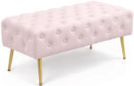  Monaco pad típusú puff, bársonnyal kárpitozva, fém lábakkal, 100x42x41 cm, púderrózsaszín