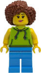 LEGO® Minifigurák Scooter Driver - Female, Lime Hoodie, Dark Azure Legs, Reddish Brown Coiled Hair idea248 (idea248)