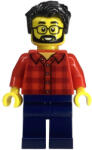 LEGO® Minifigurák Camper - Male, Red Plaid Flannel Shirt, Dark Blue Legs, Black Hair, Glasses, Beard bdp149 (bdp149)
