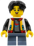 LEGO® Minifigurák Child - Boy, White Jacket with Black Sleeves, Sand Blue Short Legs, Black Hair hol374 (hol374)