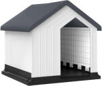 PawHut vízálló kültéri kutyaház, kennel kis és mini kutyáknak, 10 kg-ig, ajtóval és ablakkal, könnyen összeszerelhető, 62x61x60 cm, szürke