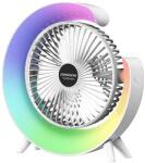 Johnson -LED RGB Újratölthető asztali ventilátor TÖBBSZÍNŰ 5W/3, 7V 1200 mAh átm. 14 cm fehér 8008523013783 (P7801)