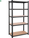 SONGMICS Polcos állvány, 120kg polconkénti teherbírással, fekete 200x100x50cm