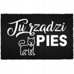 TabPrint Lábtörlő Bemeneti Padló Fekete Kókusz Humorral Itt A Kutya Uralkodik (WYCIERACZKA CZARNA KOKOSOWA TU RZĄDZI PIES)