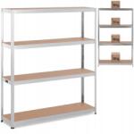 MSW Tárolószekrény fém 4 polcos 600 kg 160 x 40 x 180 cm szürke (10061987)