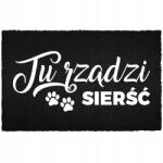 TabPrint Lábtörlő Bemeneti Padló Fekete Kókusz Humoros Itt A Szőrzet Uralkodik (WYCIERACZKA CZARNA KOKOSOWA TU RZĄDZI SIERŚĆ)