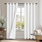 Deconovo 100% sötétítő függöny szett, karikás, 140x175 cm - fehér - 2 db