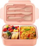 Diboniur Bento Box rekeszes ételhordó, mikrózható - rózsaszín - 1400 ml