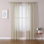 MIULEE voile függöny szett, rúdzsebес - világos khaki - 245x140 cm - 2 db
