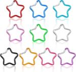 Telooco Csillag Alakú Fém Kulcstartó Kapocs 10 Darabos Szett - 4, 5 cm Színes Mini Kapocs Túrázáshoz és Horgászathoz