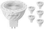 EDISHINE GU5.3 LED Spotlámpa, 12V MR16, 5W (50W helyett), 2700K Meleg Fehér, 400 Lumen, 38° Szórási Szög, Energiatakarékos, 6 darabos csomag