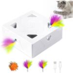 Migipaws MigiBox interaktív macskajáték, 7 lyukú, toll kiegészítőkkel