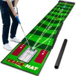 SAPLIZE Golf Putting Szőnyeg, Pályázó Gyakorló Szett, Röppálya Követéssel, Többféle Edzésmóddal, Beltéri/Kültéri Használatra, 3m Hosszú