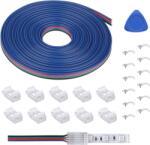 REDTRON 4 tűs LED szalag összekötő készlet 5 m kábellel és 10 db csatlakozóval, 10 mm 5050 RGB