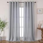 Joydeco lenvászon ösenfüggöny félátlátszó - szürke-zöld - 245x132 cm - 2 db