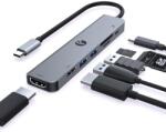VCOM 7 az 1-ben USB-C hub, MST, dual HDMI 4K+1080P, 2x USB 3.0, PD 100W, SD/TF