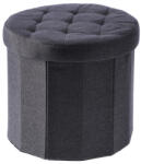 AdTrend Taburet pliabil cu spatiu depozitare textil negru Alma 38 x 36 cm (102120Adeco)
