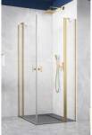 Radaway Cabina dus patrata cu usi batante Radaway Nes Brushed Gold KDD II 80x80 cm, profil auriu periat (10031080-99-01L/10031080-99-01R)