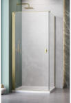 Radaway Cabina dus dreptunghiulara cu usa batanta si perete fix Radaway Nes Brushed Copper KDJ I 80x75 cm, profil auriu periat (10022080-99-01R/10039075-01-01)