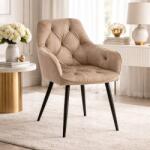 ARTOOL Scaun fotoliu York pentru living si bucatarie, catifea bej, picioare negre (3941_1)
