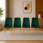 ARTOOL Set 4 scaune Libra pentru bucatarie si living, catifea verde, auriu (4021_1SP)