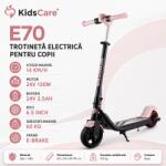 KidsCare Trotineta electrica pentru copii KidsCare E70, 130W, 14 km/h, lumini, roz (KC_TE70_P) Trotineta