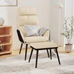 vidaXL Scaun de relaxare cu taburet, crem, textil si piele ecologica GartenMobel Dekor (3097508)