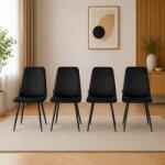 ARTOOL Set 4 scaune dining Artool Lava, catifea neagra, picioare metalice (3461_1SP)