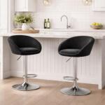 ARTOOL Set 2 scaune bar Artool East rotative, catifea neagra, metal argintiu (3989_1-S2)