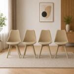 ARTOOL Set 4 scaune dining bucatarie si living Artool Mark bej, 49x43x82 cm (4016_1SP)
