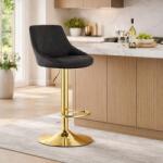 ARTOOL Scaun de bar rotativ Artool Kast, catifea neagra, picior metal auriu (3973_1)