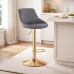 ARTOOL Scaun de bar Artool Kast, rotativ, catifea gri, baza aurie reglabila (3974_1)