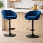 ARTOOL Set 2 scaune bar Artool East, rotative, catifea bleumarin, reglabile (3992_1-S2)