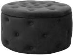 AKORD Taburet rotund cu spatiu de depozitare, catifea neagra, 55x30 cm, Alia (213964-AK)