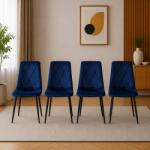 ARTOOL Set 4 scaune Libra pentru bucatarie si living, catifea bleumarin (3837_1SP)