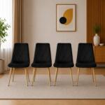 ARTOOL Set 4 scaune bucatarie si living Artool Libra, catifea neagra (3923_1SP)
