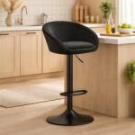 ARTOOL Scaun de bar Artool East rotativ, catifea neagra, reglabil, 53x46x81-103 cm (3988_1)