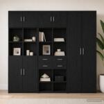 vidaXL Dulap de depozitare cu rafturi Stejar Negru 70 x 42, 5 x 225 cm GartenMobel Dekor (3446672) Comoda