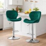 ARTOOL Set 2 scaune bar Artool West, rotative, catifea verde, reglabile (3985_1-S2)