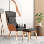 vidaXL Scaun de relaxare cu taburet gri închis piele ecologica/textil GartenMobel Dekor (3097762)