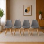 ARTOOL Set 4 scaune bucatarie si living Artool Mark grafit cu picioare din lemn (3318_1SP)
