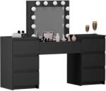 Artool Masa de toaleta Silvia neagra cu oglinda iluminata LED si 7 sertare (140812)