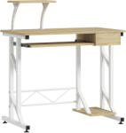 HomCom Masă de birou Masă de studiu cu tavă pentru tastatură și sertar Masă pentru calculator pentru birou 90x50x100 cm Stejar | Aosom Romania (920-018V00AK)