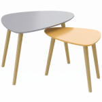HomCom Set de 2 mese de cafea gigogne design scandinav picioare din lemn și blat din lemn, gri și galben | Aosom Romania (839-271V01YL) Masa de cafea