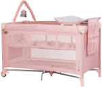 Chipolino Patut pliabil Chipolino Luna powder pink cu saltea de infasat, 2 niveluri, masa de schimb, roti cu frana, geanta transport, patut de voiaj pentru bebelusi si copii (KOSILU264PP)